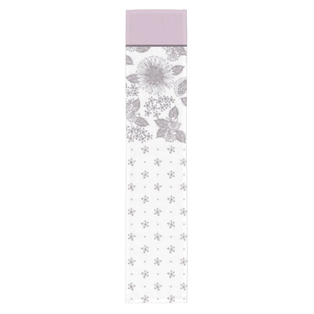 Purple small & big flowers short table runner (Front)