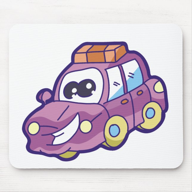 Purple Smiling Car Mouse Pad (Front)