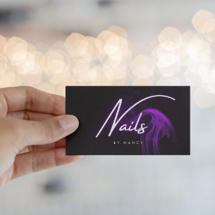 Purple Smoke Neon Nails Business Card
