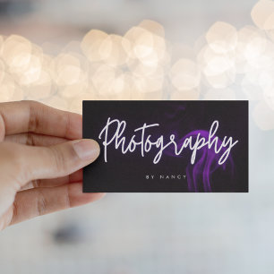 Purple Smoke Neon Photography Script  Business Card