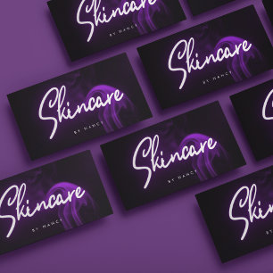 Purple Smoke Neon Skincare Script Business Card