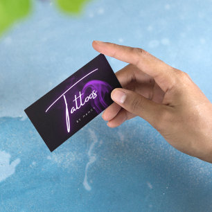 Purple Smoke Neon Tattoos Business Card
