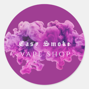 Purple Smoke Vape Shop Business Classic Round Sticker