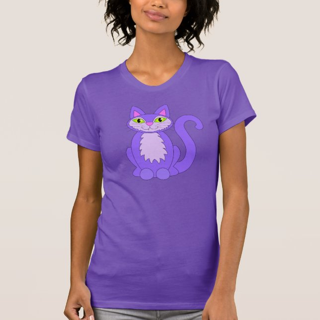 Purple Snaggletooth Cat Shirt (Front)