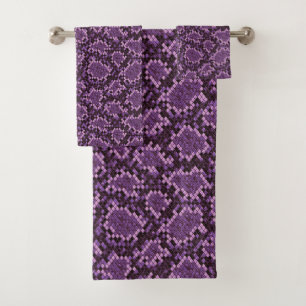 Purple Snake Print Bath Towel Set