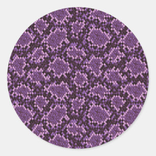 Purple Snake Print Classic Round Sticker