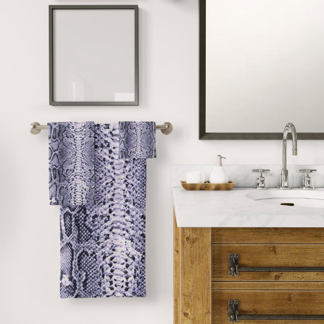  Purple Snake Skin Animal Print Bath Towel Set (Purple SnakeSkin Animal Print Bath Towel Set by Looly Elzayat)
