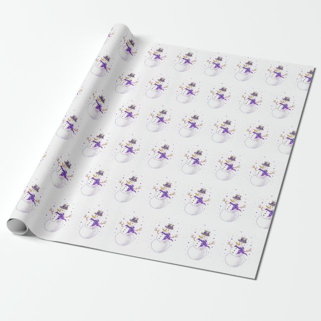 Purple Snow Lady wrapping paper (Unrolled)