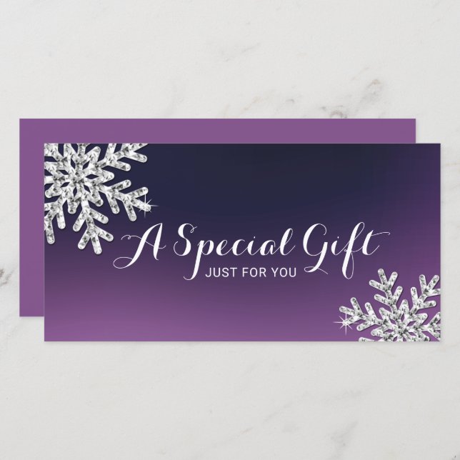 Purple Snowflake Beauty Salon Gift Certificate (Front/Back)