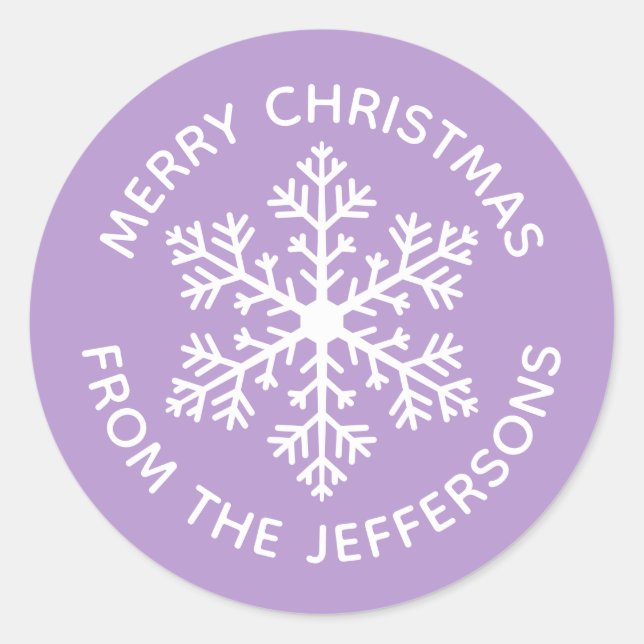 Purple Snowflake Christmas Stickers (Front)