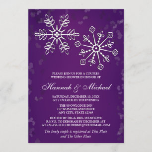 PURPLE SNOWFLAKE COUPLES WEDDING SHOWER INVITATION