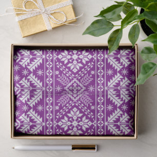 Purple Snowflake & Floral Fair Isle Christmas Tissue Paper