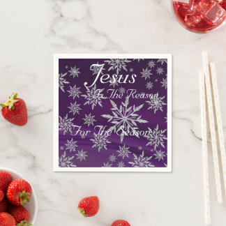 Purple Snowflake Napkin Jesus is the Reason