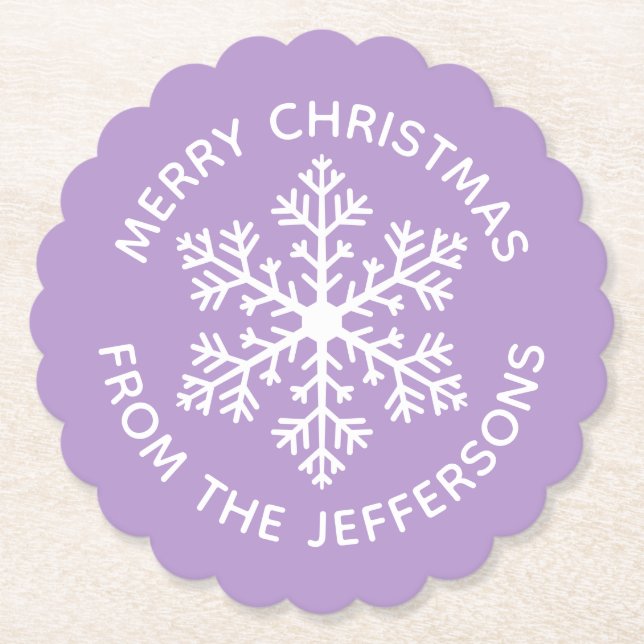 Purple Snowflake Paper Coaster (Front)