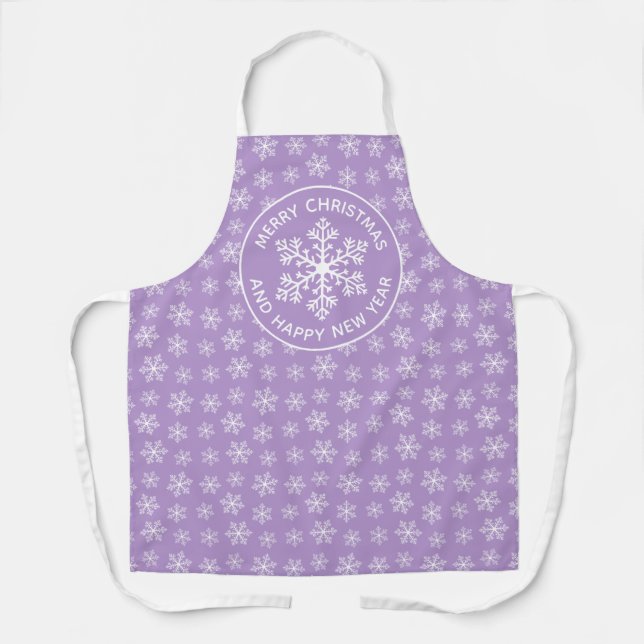 Purple Snowflake Pattern Apron (Front)