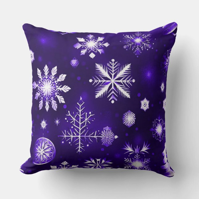 Purple Snowflake Pattern Cushion (Front)