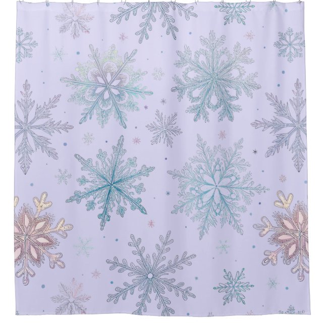 “Purple Snowflake Shower Curtain (Front)