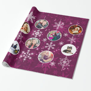 Purple Snowflake Ten Favorite Family Photos Wrapping Paper