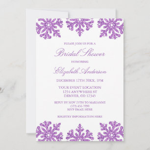 Purple Snowflake Winter Bridal Shower Invitation