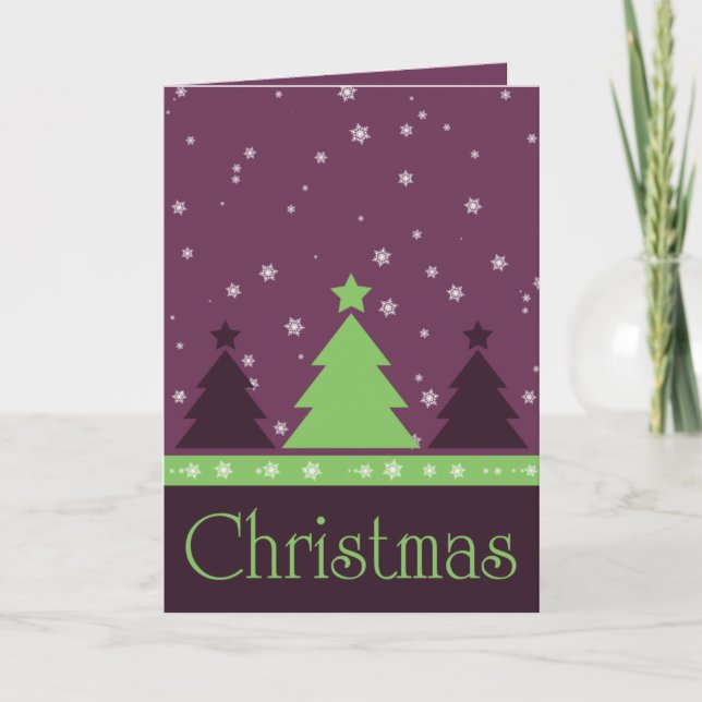 Purple Snowflakes Christmas Card (Front)