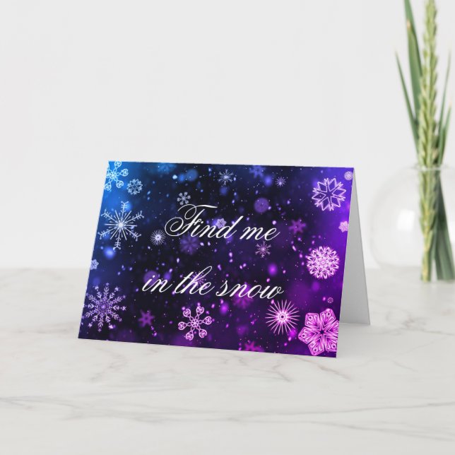 Purple snowflakes Christmas card (Front)