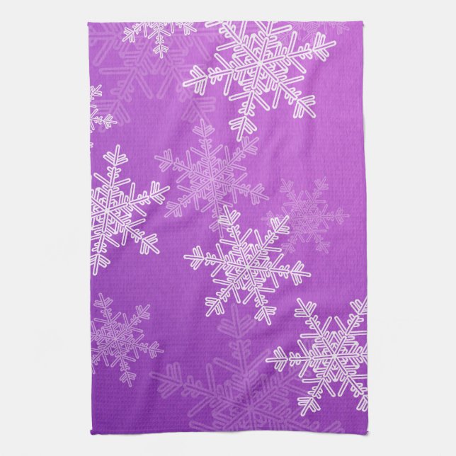 Purple Snowflakes Christmas Towel (Vertical)