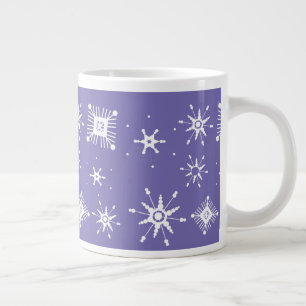 Purple Snowflakes Geometrical Winter Holiday Large Coffee Mug