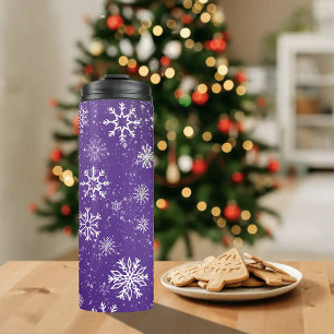 Purple Snowflakes Pattern Magical Winter Holiday Thermal Tumbler