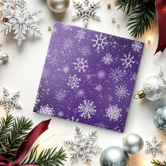 Purple Snowflakes Pattern Magical Winter Holiday Tile (Creator Uploaded)