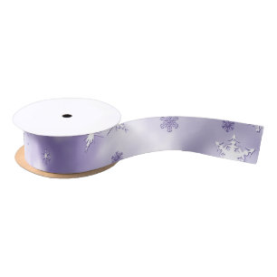 Purple Snowflakes Satin Ribbon