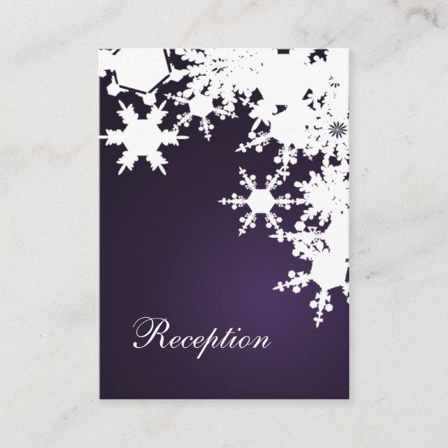 Purple snowflakes winter wedding enclosure card (Front)