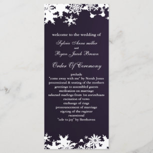 purple snowflakes winter wedding program programme