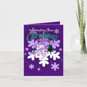 Purple Snowman Christmas Card
