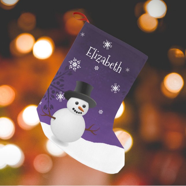 Purple Snowman Winter Scene Christmas Stocking (Purple Snowman Winter Scene Christmas Stocking)