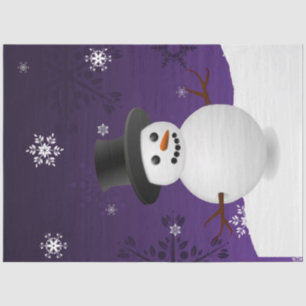 Purple Snowman Winter Scene Christmas Tissue Paper