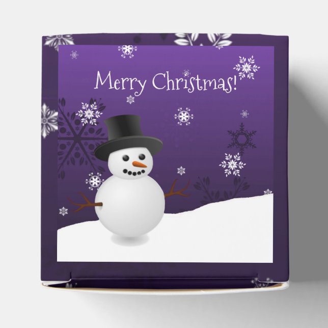 Purple Snowman Winter Scenery Christmas Favour Box (Top)