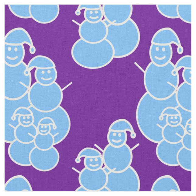 Purple Snowmen Fabric (Close Up)