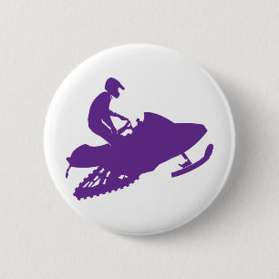 Purple-Snowmobiler 6 Cm Round Badge