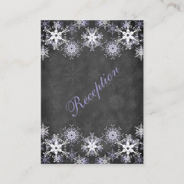Purple Snowy Chalkboard Wedding Enclosure Card (Front)