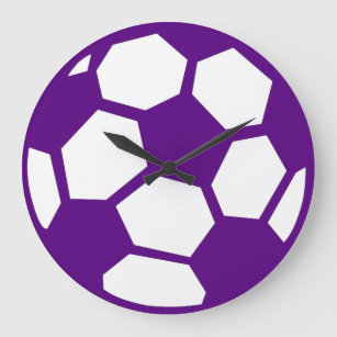 Purple Soccer Ball Large Clock