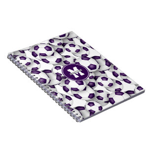 purple soccer balls pattern kids sports notebook