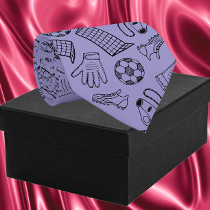 Purple Soccer Equipment Pattern Tie