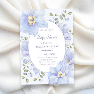 Purple soft flower bloom baby shower invitation