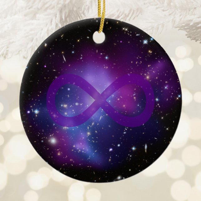 Purple Space Infinity Photo Image Ceramic Tree Decoration (Purple Space Image Ceramic Ornament)
