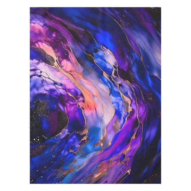 Purple Space Nebula in Alcohol Ink  Tablecloth (Front)