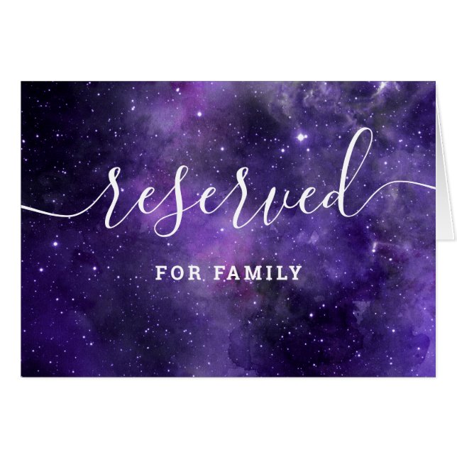 Purple space night script wedding reserved sign (Front Horizontal)