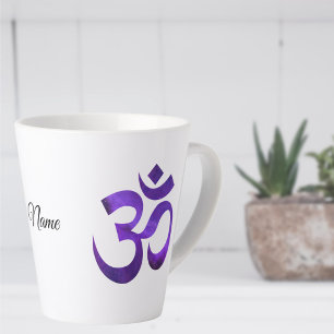 Purple Space, Om Symbol, Name, 12oz Latte Mug