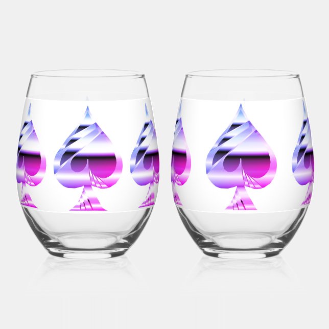 Purple Spades Wine Glass Set (Front)