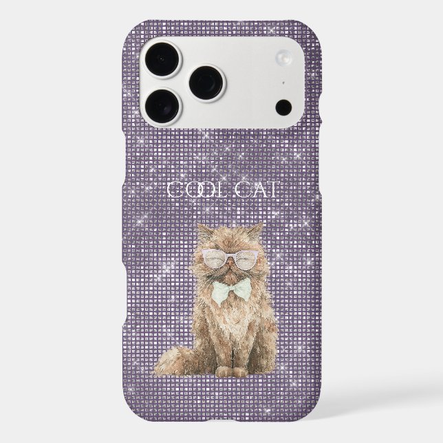 Purple Sparkle Brown Cool Cat Glasses   (Back)