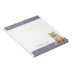 Purple Sparkle Brown Cool Cat Glasses   Notepad